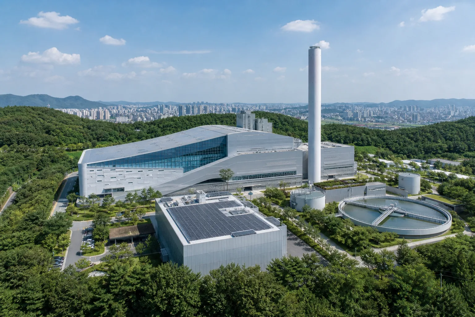 수도권 공동 환경 대응과 폐기물 처리 시설 확충을 표현한 이미지