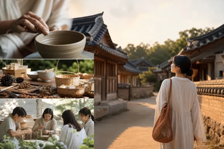 부여 공예마을과 체류형 여행 분위기를 보여주는 이미지