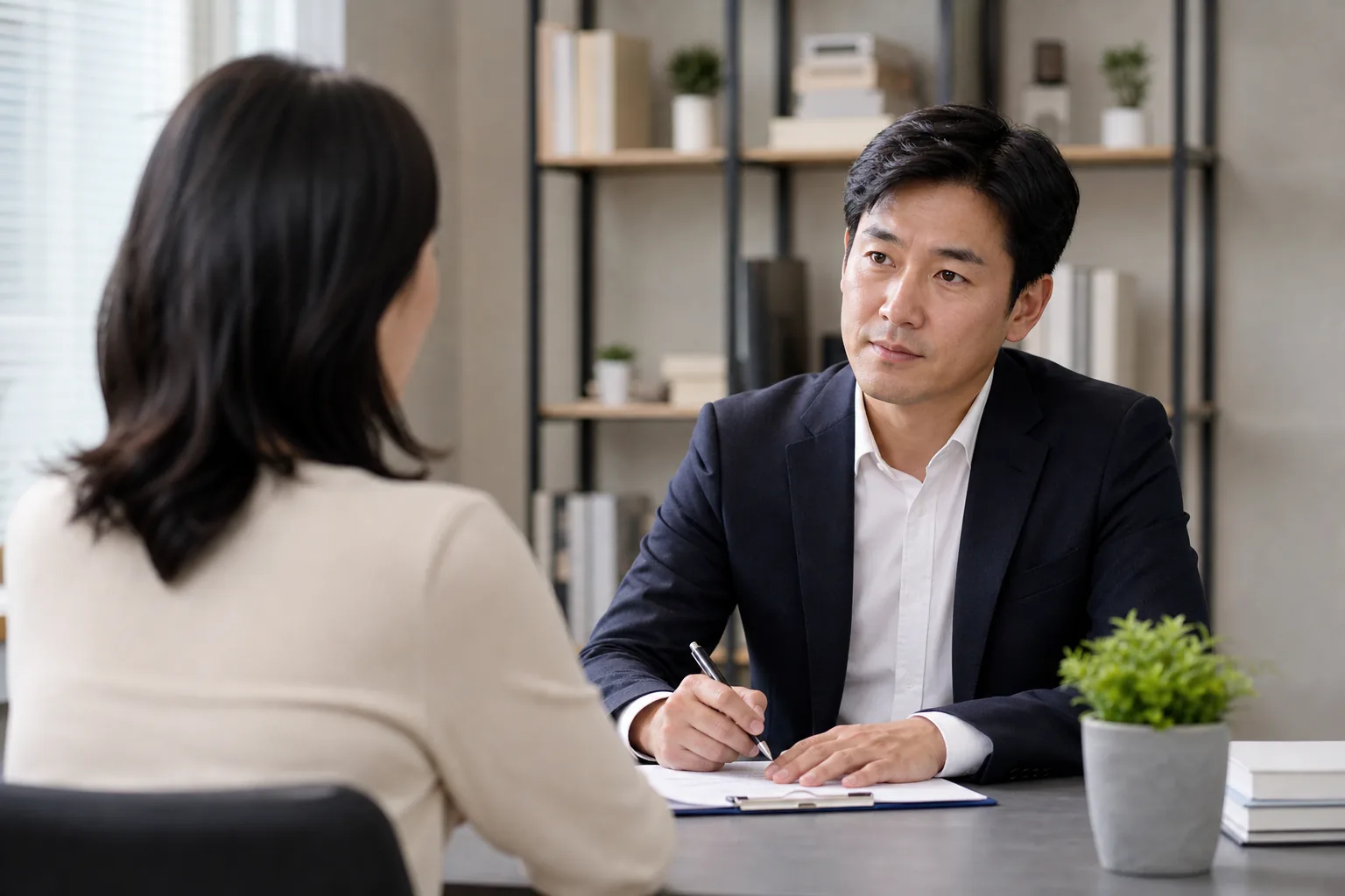 관계 상담에서 현실적인 조건 조율을 논의하는 이미지