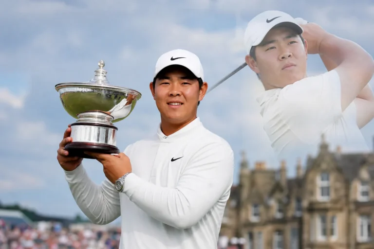 김주형 스코틀랜드 오픈 우승을 상징하는 골프 트로피 이미지
