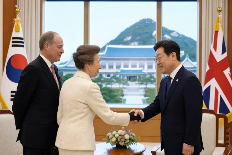 청와대에서 열리는 한영 고위급 외교 접견을 상징하는 이미지