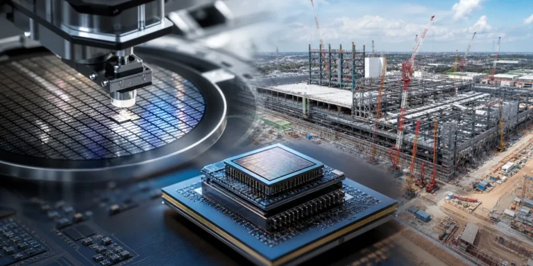 TSMC 첨단 패키징 공장과 AI 반도체 생산 거점을 표현한 이미지