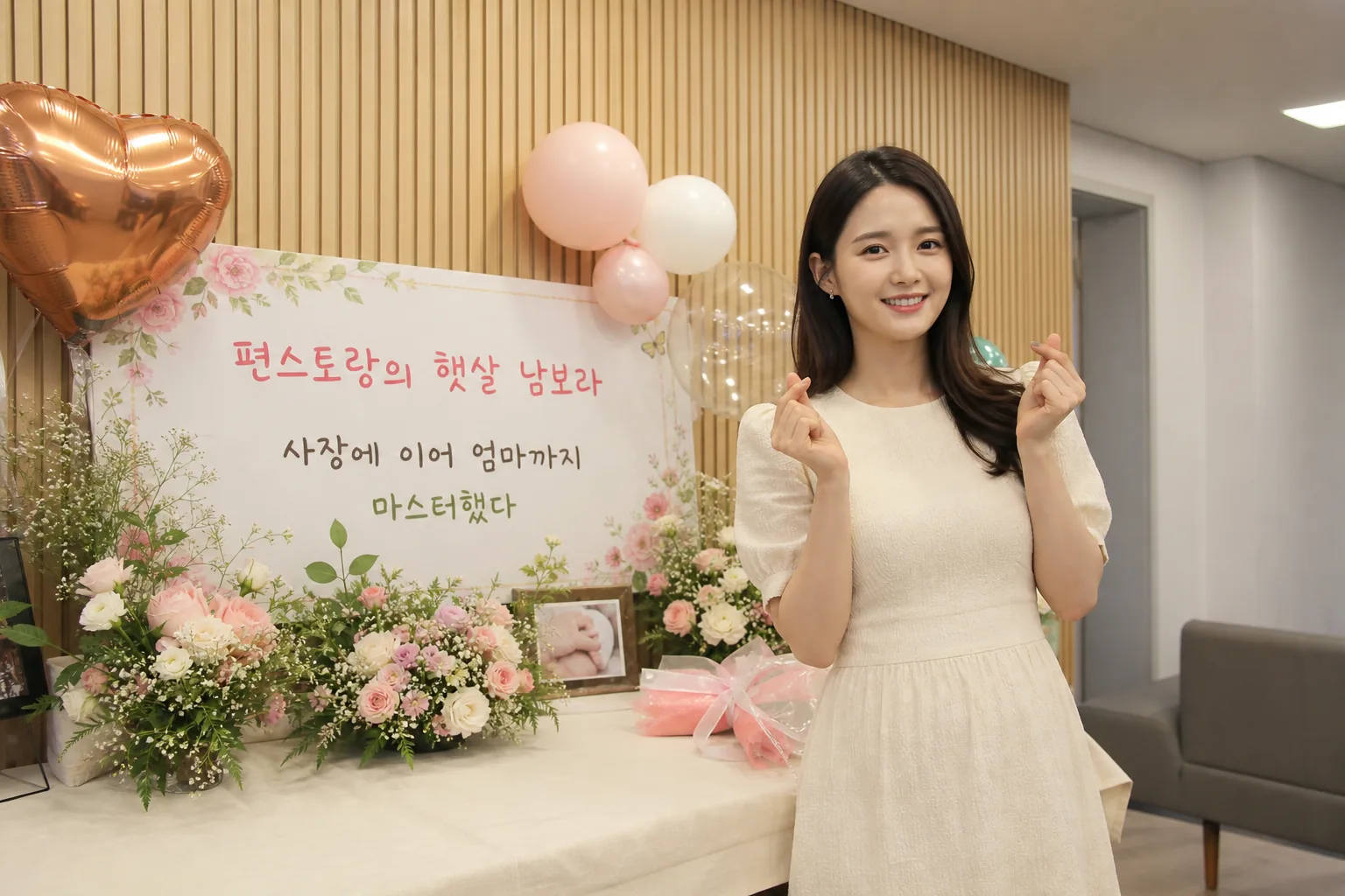 방송국 대기실에서 출연자를 축하하는 분위기