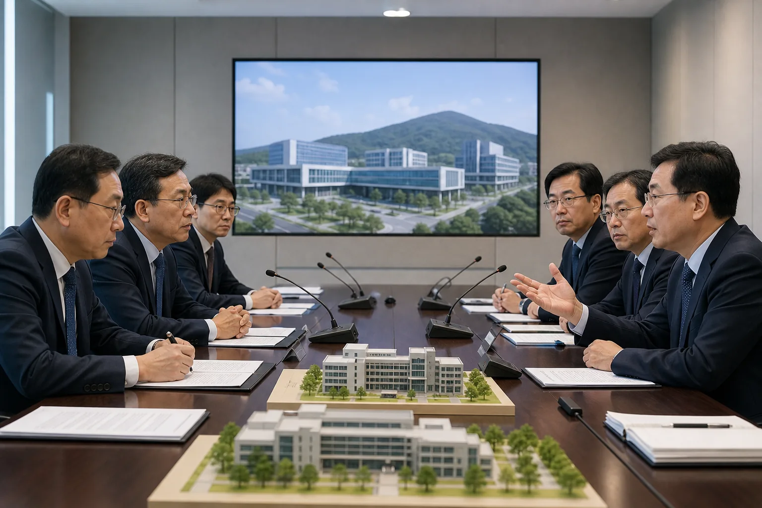 지역 의료 격차와 대학 통합 갈등을 표현한 이미지