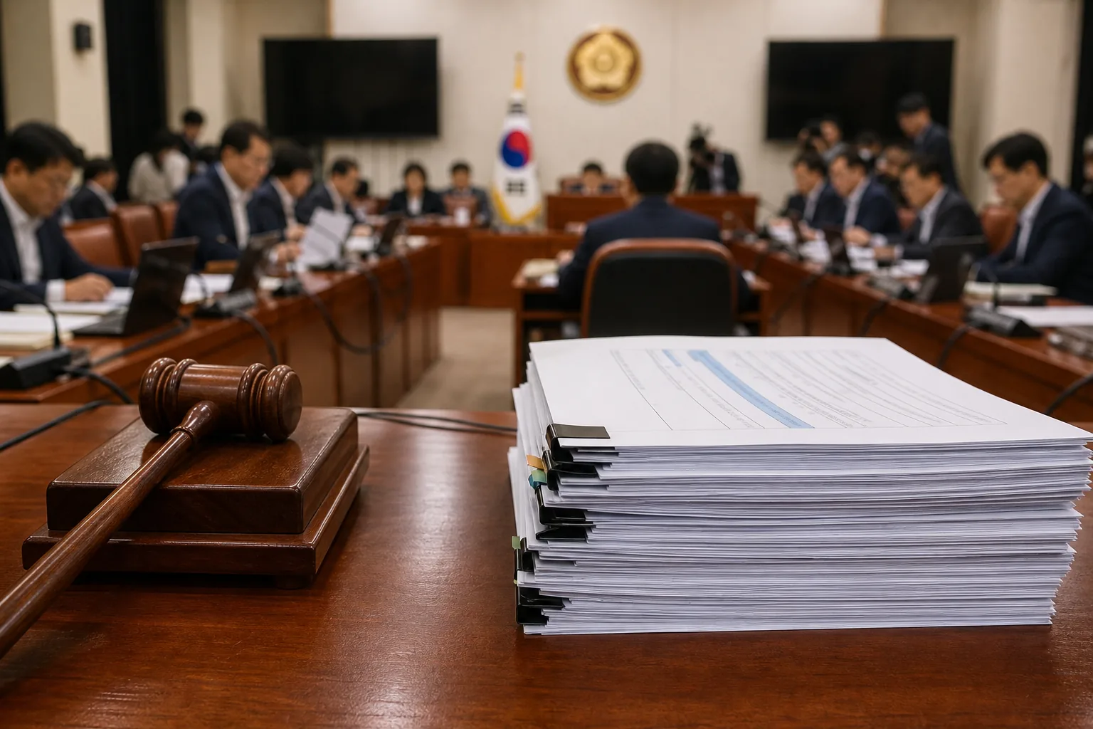 수사와 기소 분리 개편안을 논의하는 국회 회의 이미지