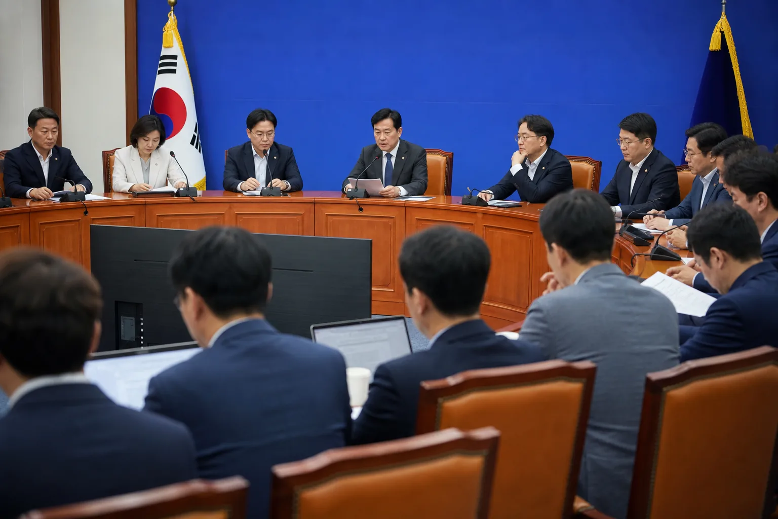 검찰과 경찰 수사권 조정의 정치적 파장을 나타내는 이미지