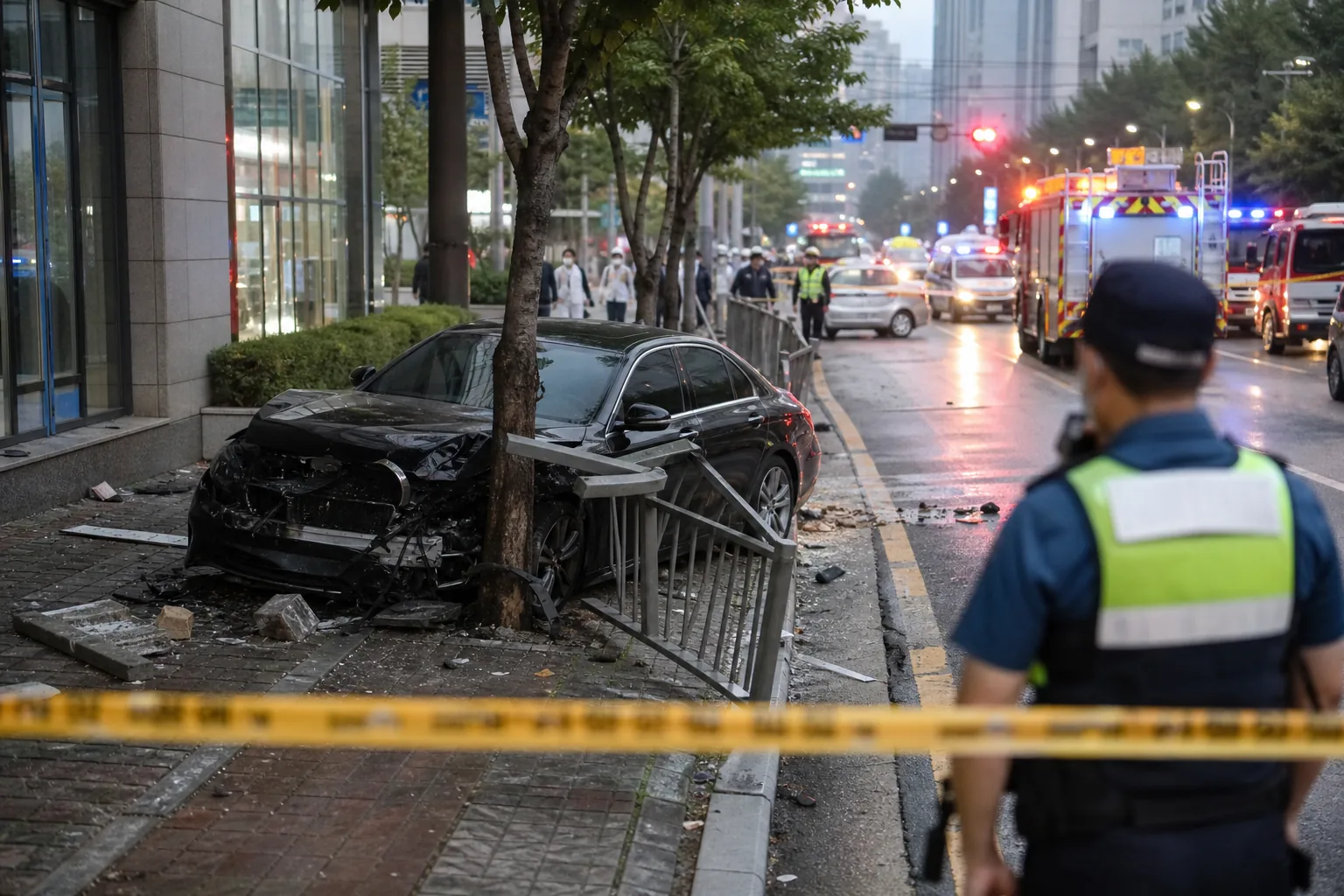 보행자 보호 시설과 교차로 안전 대책을 표현한 이미지