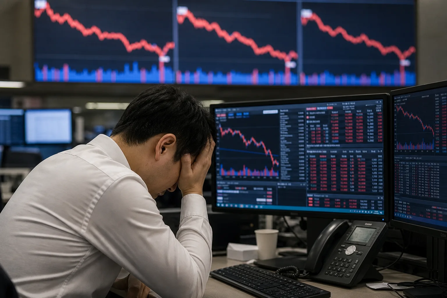 증시 변동성 확대와 투자자 경계 심리를 표현한 이미지
