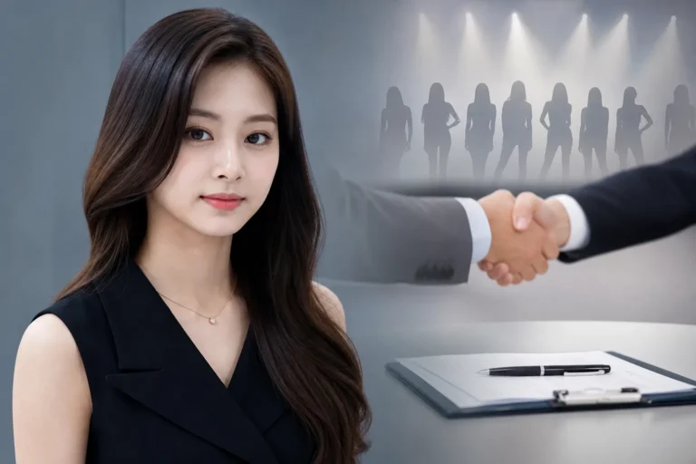 트와이스 쯔위와 JYP 재계약 논의를 상징하는 K팝 이미지