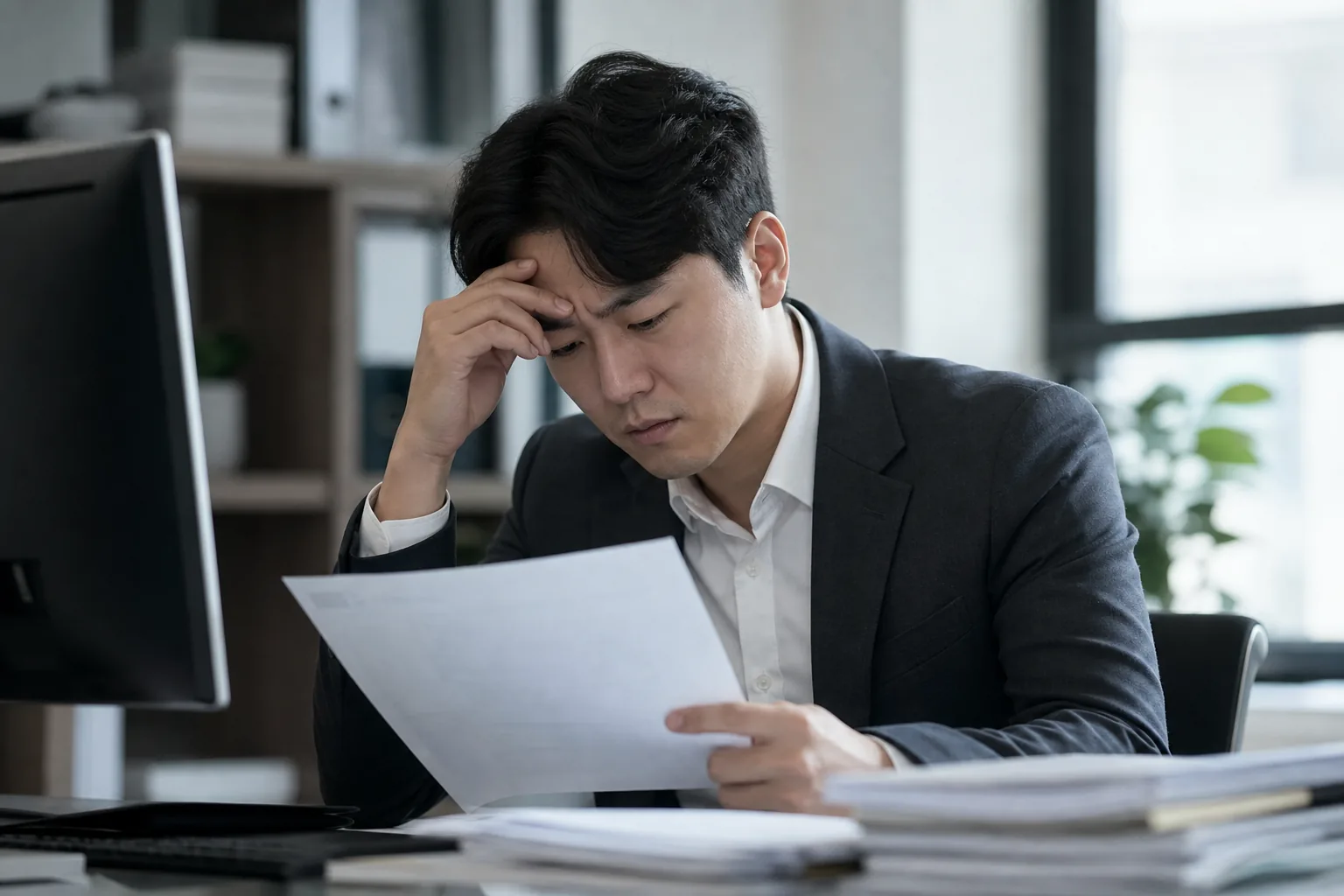 사무실에서 점심시간과 퇴근시간을 두고 대화하는 장면
