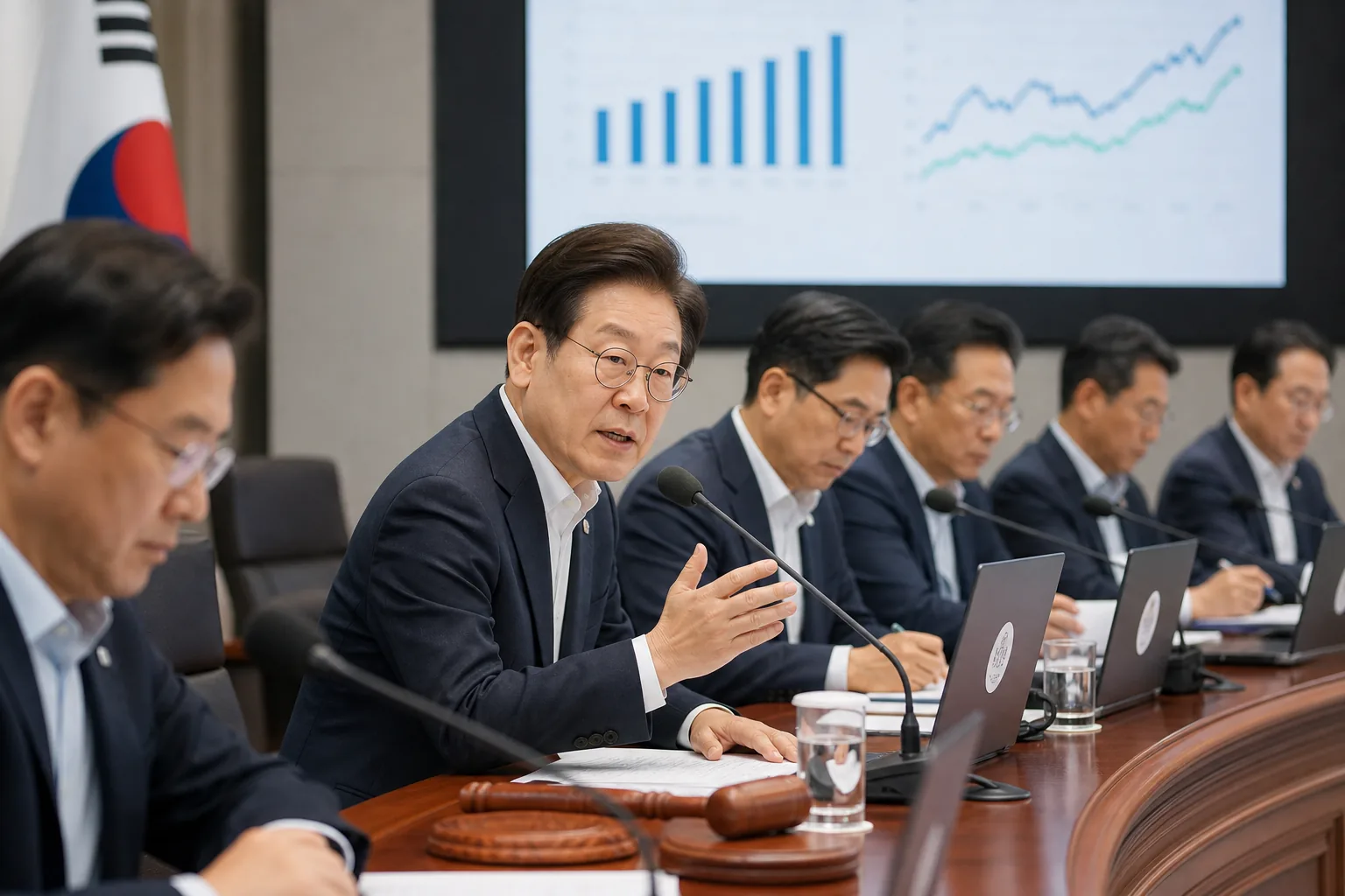 수출과 투자 확대를 논의하는 정부 경제 회의 이미지