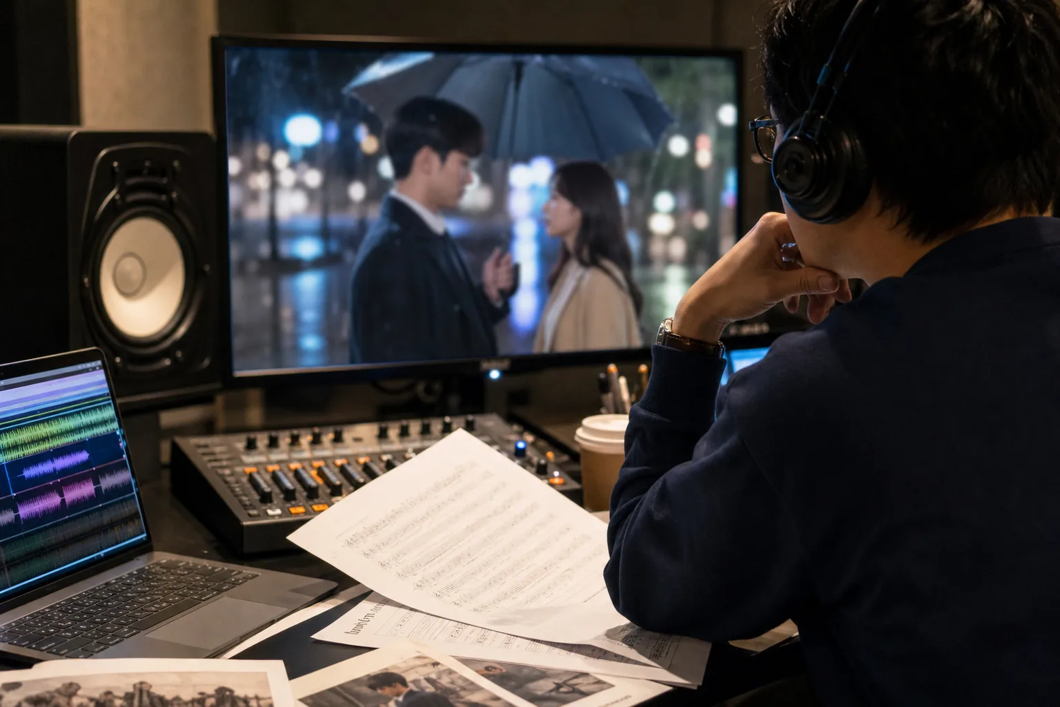 방송 드라마 OST 녹음과 제작 회의가 함께 진행되는 장면