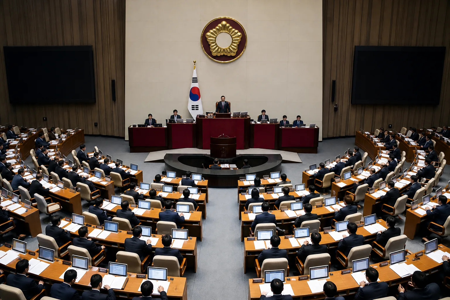 정치권 관계자들이 현안을 두고 회의하는 장면