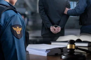 경찰 체포 절차와 법적 통제를 상징하는 사회 뉴스 이미지