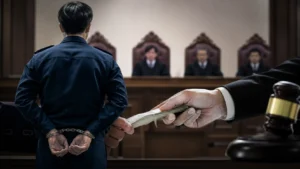 수사 무마 로비 사기 사건 결심 공판을 상징하는 법원 이미지