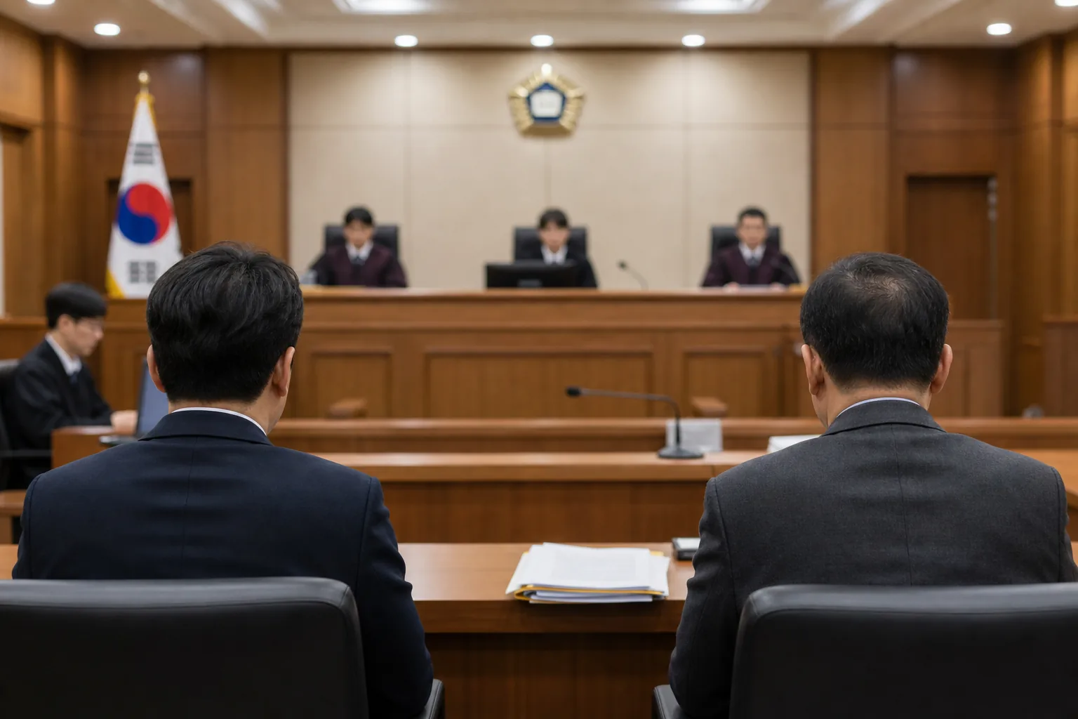 법원 공판과 검찰 구형을 상징하는 이미지