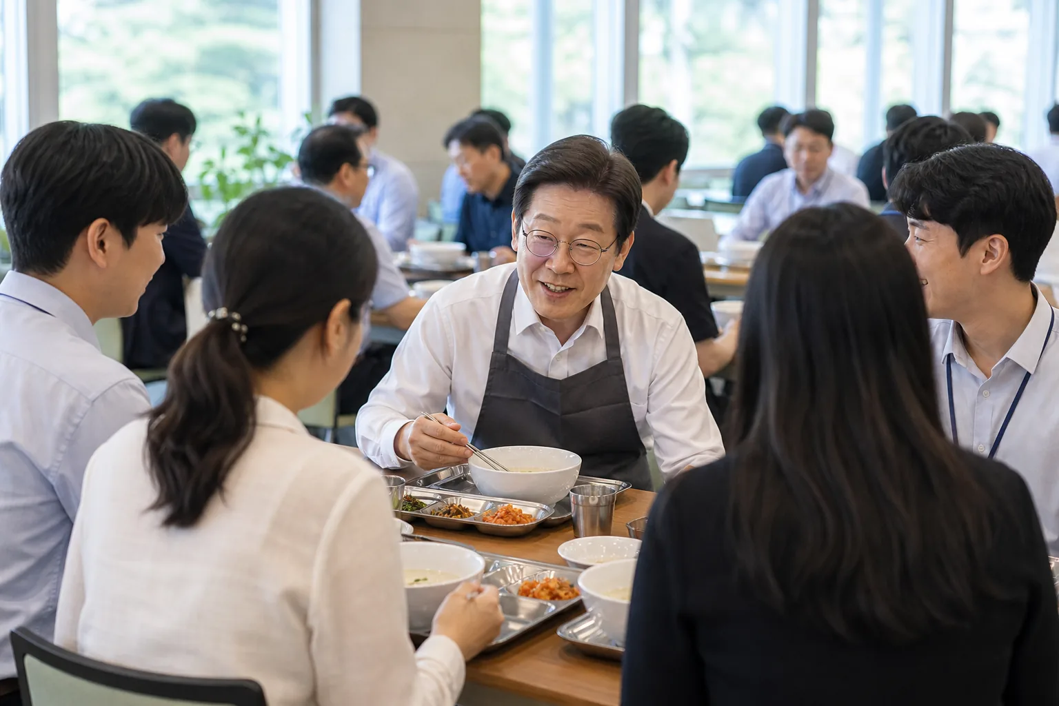 초복 콩국수 오찬과 직원 격려 장면