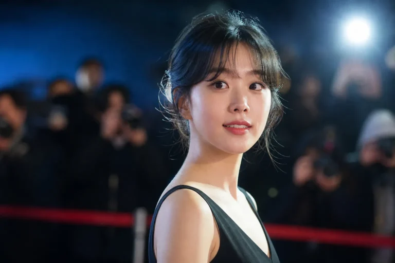 드라마 촬영 현장에서 주목받는 신예 배우를 표현한 이미지
