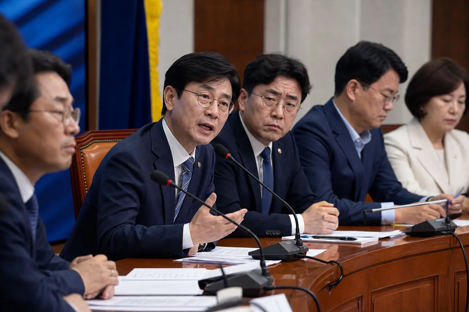 정치권 발언과 당내 반발을 표현한 이미지