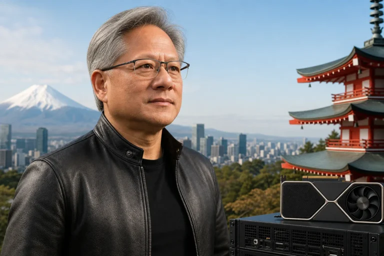 젠슨 황 일본 방문과 AI 반도체 협력을 상징하는 이미지