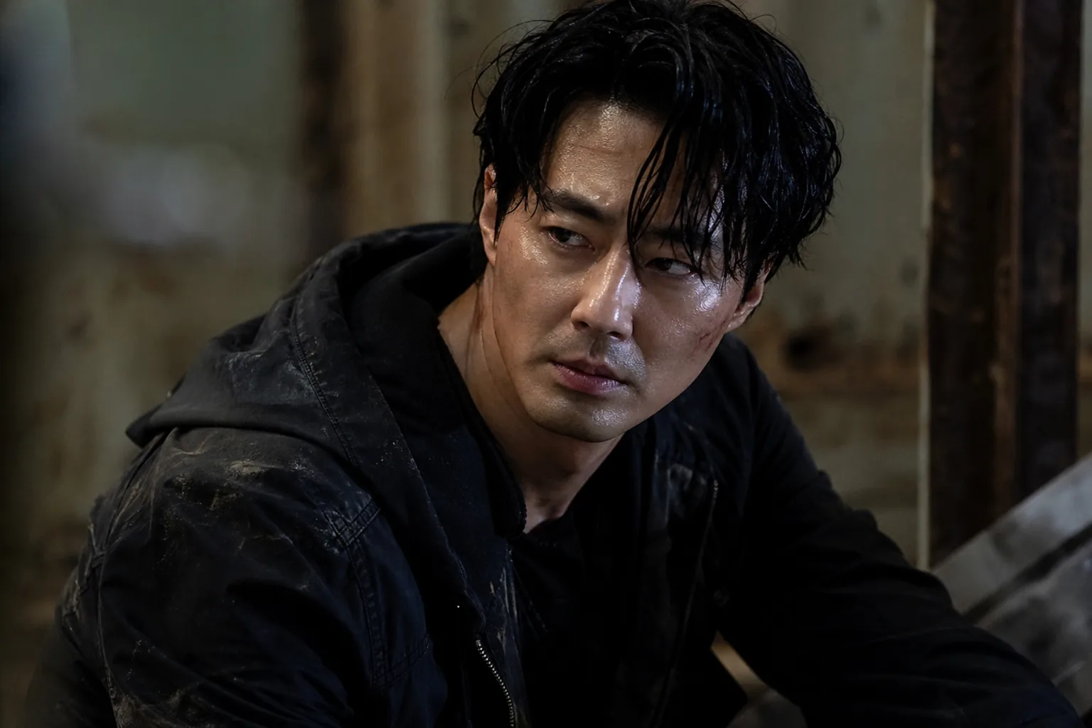 영화 호프 촬영 현장의 긴장감과 배우의 도전을 표현한 이미지