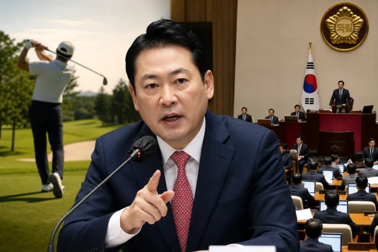 국회와 정치 공방을 상징하는 한국 정치 뉴스 이미지