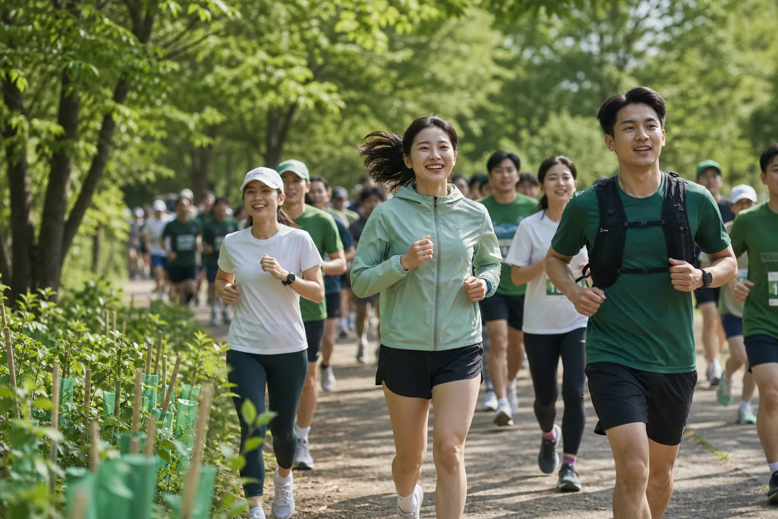 도심 공원에서 진행되는 친환경 러닝 행사