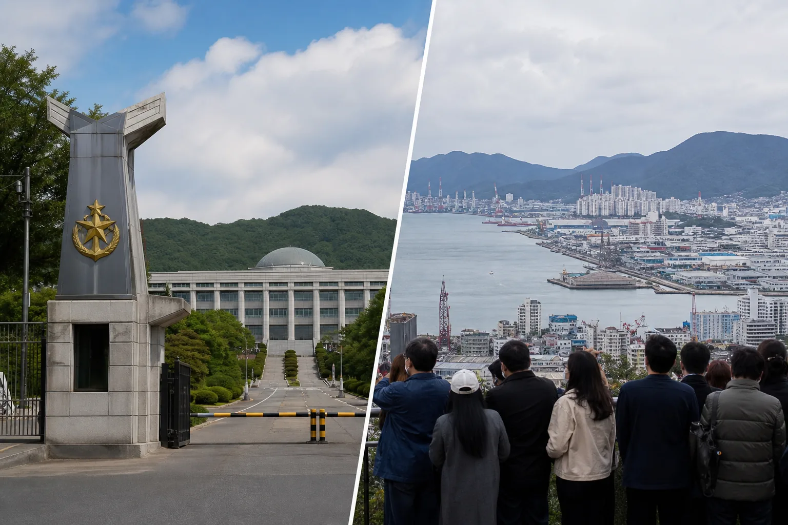 국방 교육 캠퍼스 조성 계획을 설명하는 회의 장면