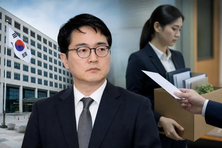 공공기관 채용 절차와 감사 결과를 상징하는 회의실 이미지