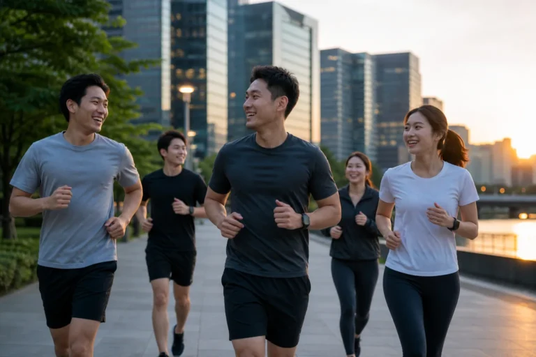 퇴근 후 한강변을 함께 달리는 직장인 러닝크루
