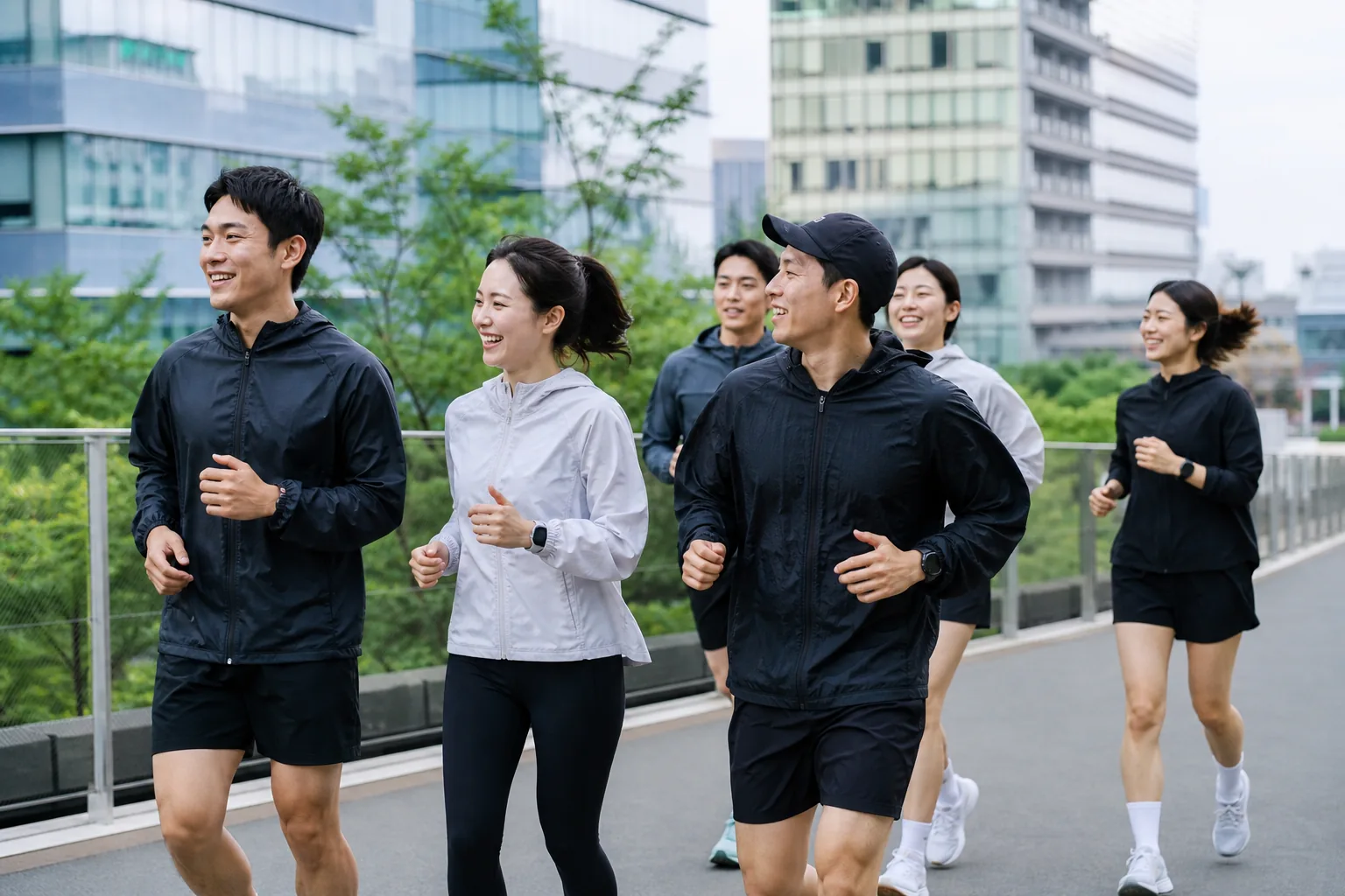 러닝화를 신고 한강변을 달리는 직장인들