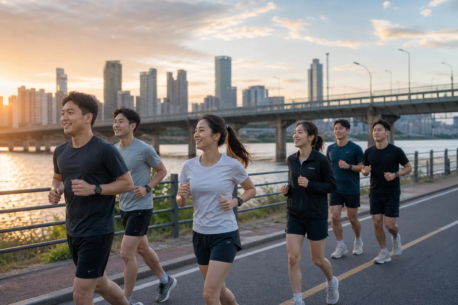 마라톤 대회를 준비하는 회사 동료들의 모습