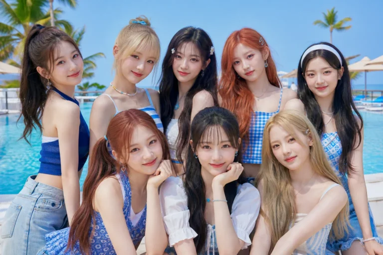 K팝 걸그룹의 여름 콘셉트와 일본 EP 발매를 상징하는 무대 이미지