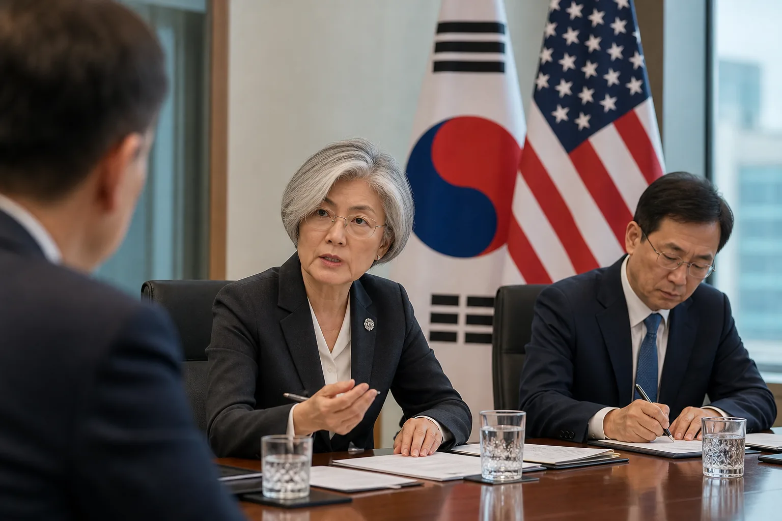 외교 당국자들이 한미 현안을 논의하는 회의 장면