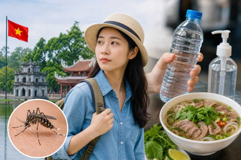 베트남 여행객이 모기 기피제와 여권을 준비하는 여행 건강 뉴스 이미지