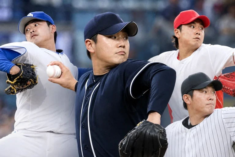 프로야구 선발투수 예고와 순위 경쟁을 보여주는 경기장 이미지