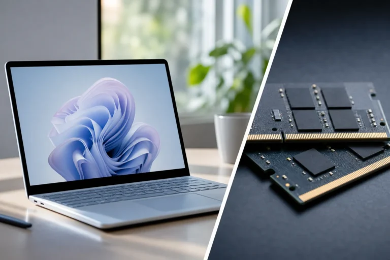 8GB 램 Surface Laptop과 윈도우11 성능 논란을 보여주는 노트북 이미지