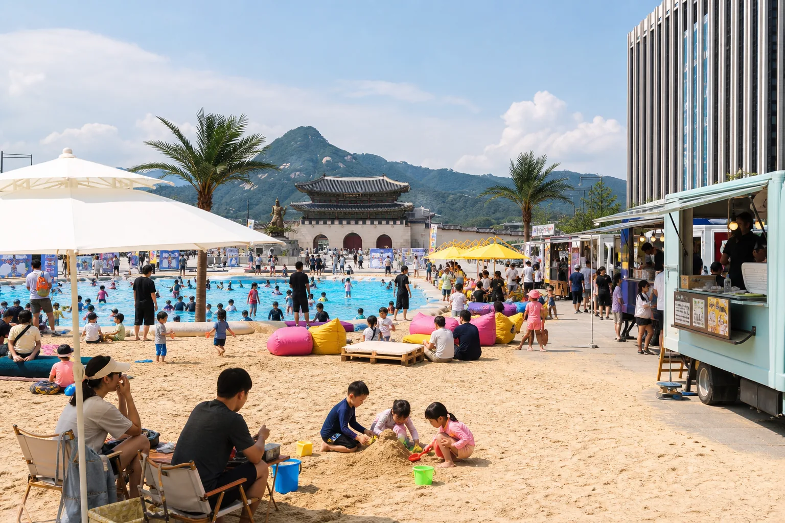 전국 해변 모래로 꾸민 도심 모래놀이터 이미지