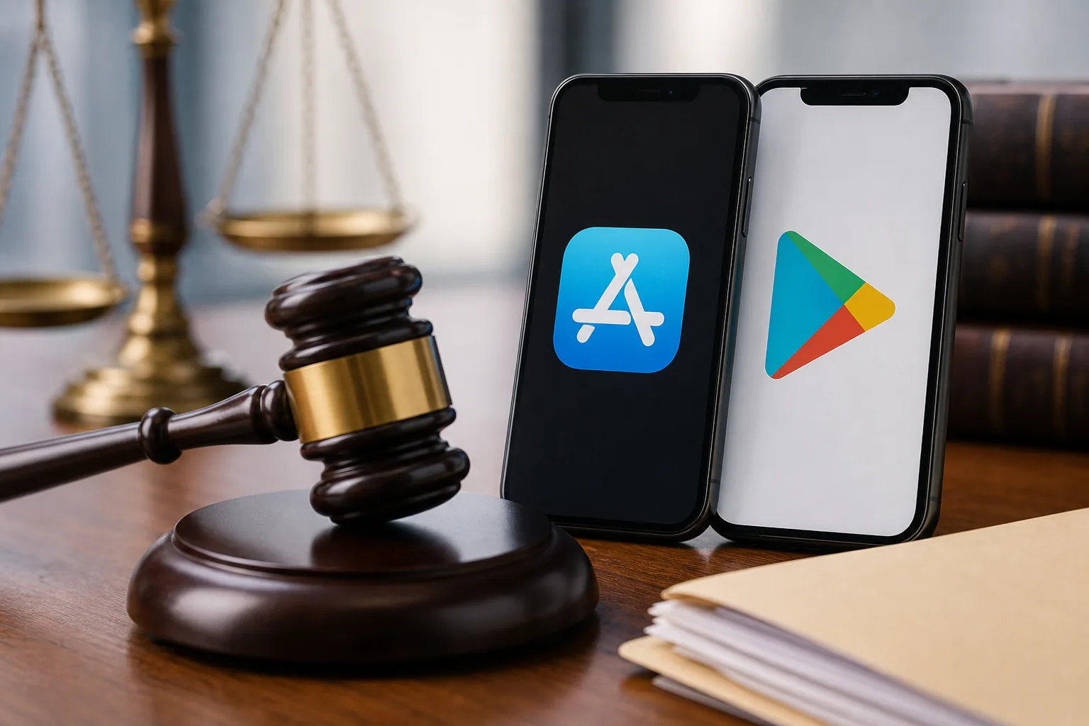 AI 앱 규제와 결제 수수료 책임 쟁점을 나타낸 AI 이미지