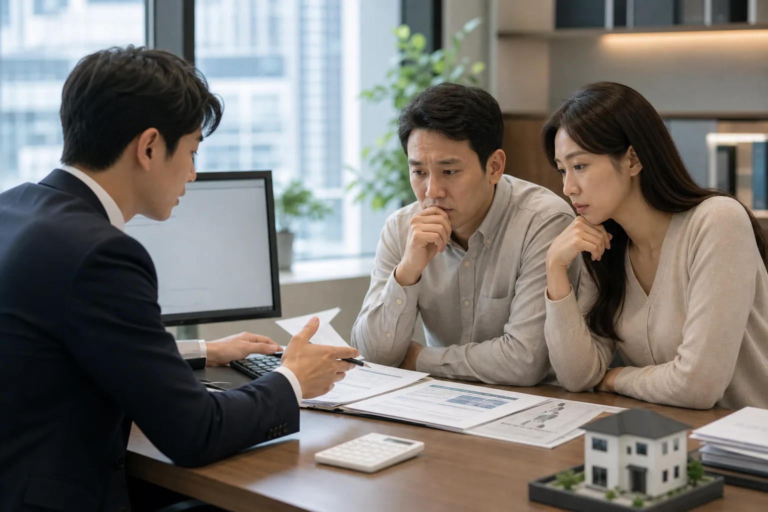 가계대출 증가 그래프와 신용카드 대출 한도를 살펴보는 금융 소비자