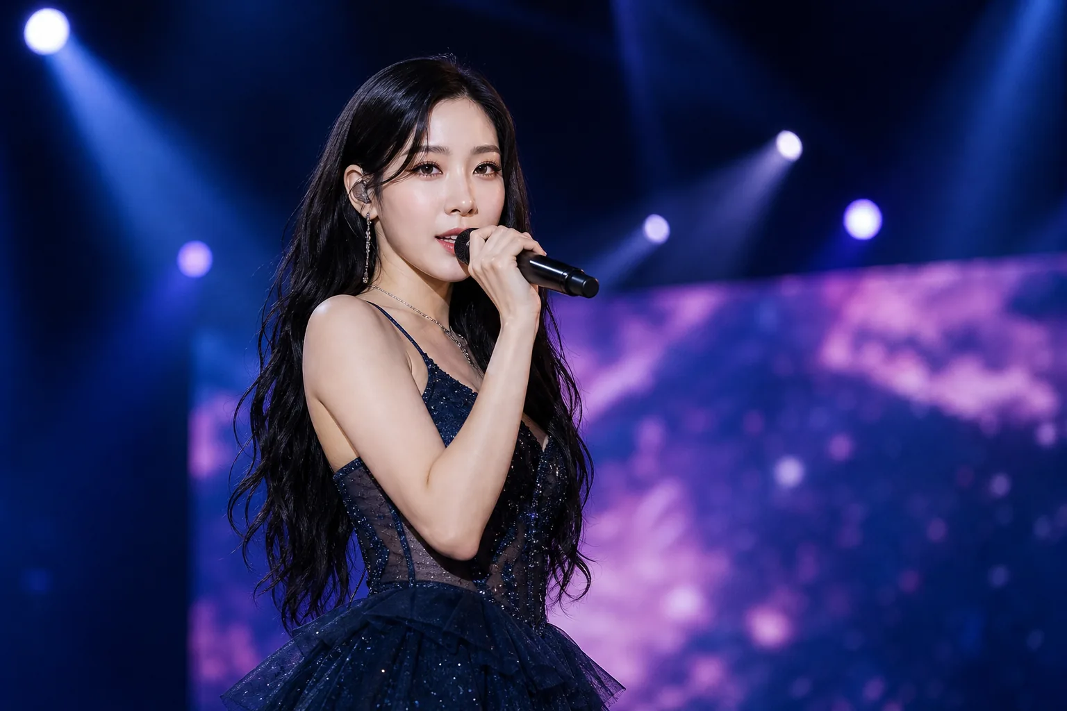 콘서트 리허설 무대와 조명을 시각화한 이미지