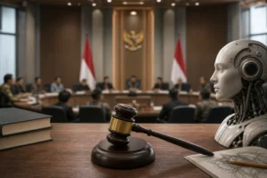 인도네시아 AI 저작권법 개정 논의를 상징하는 디지털 규제 이미지