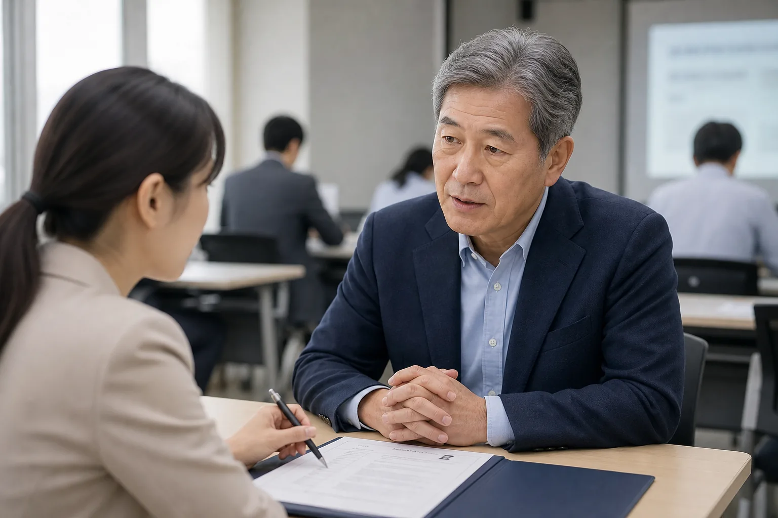 직업 교육과 일자리 매칭을 준비하는 중장년층 이미지