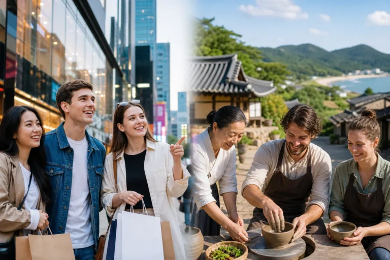 한국 지방 관광지를 찾은 외국인 관광객 이미지