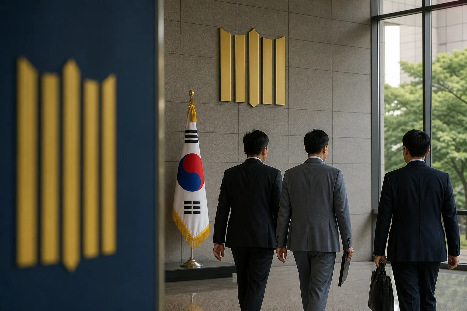 국회 법안 심사와 수사권 조정 갈등을 표현한 AI 이미지