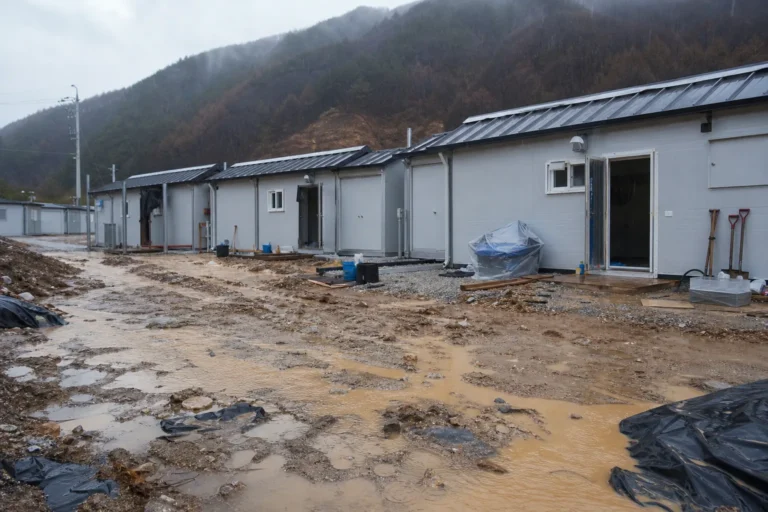 안동 산불 이재민 임시주택단지 폭우 피해 현장