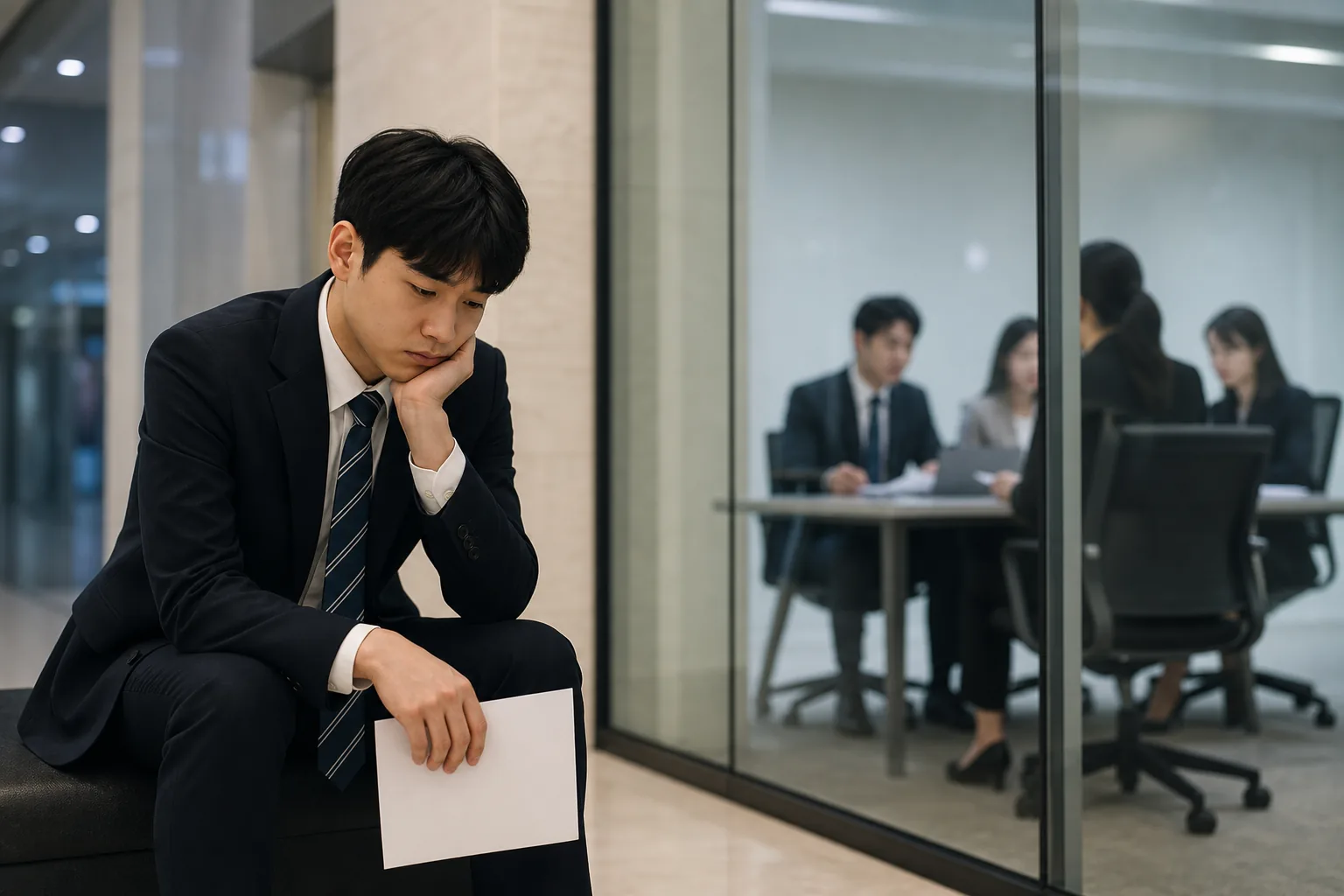 채용 공고를 살펴보는 청년 구직자와 AI 전환 흐름
