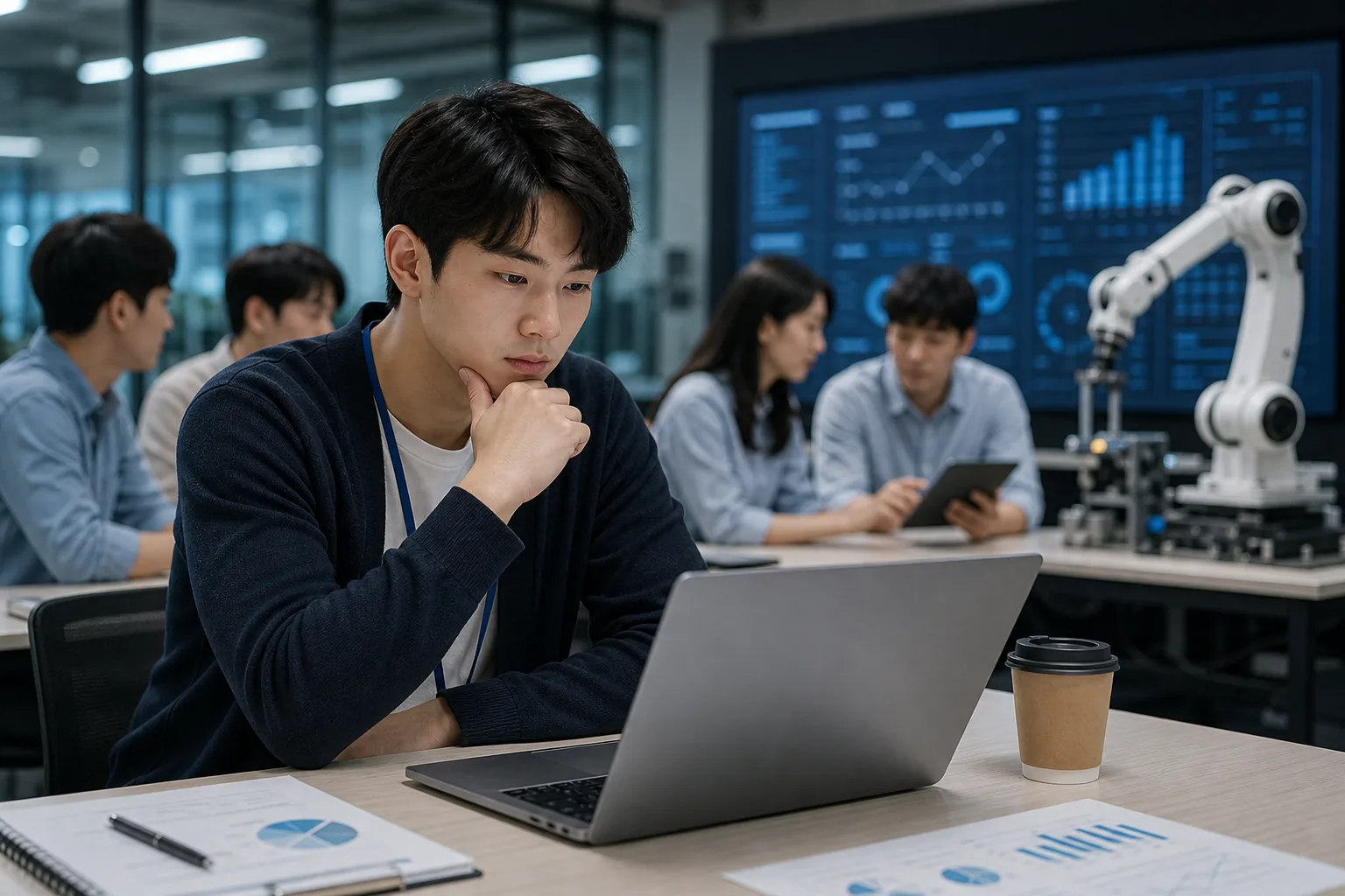 AI 도입 확대와 고용 없는 성장 우려를 나타낸 이미지