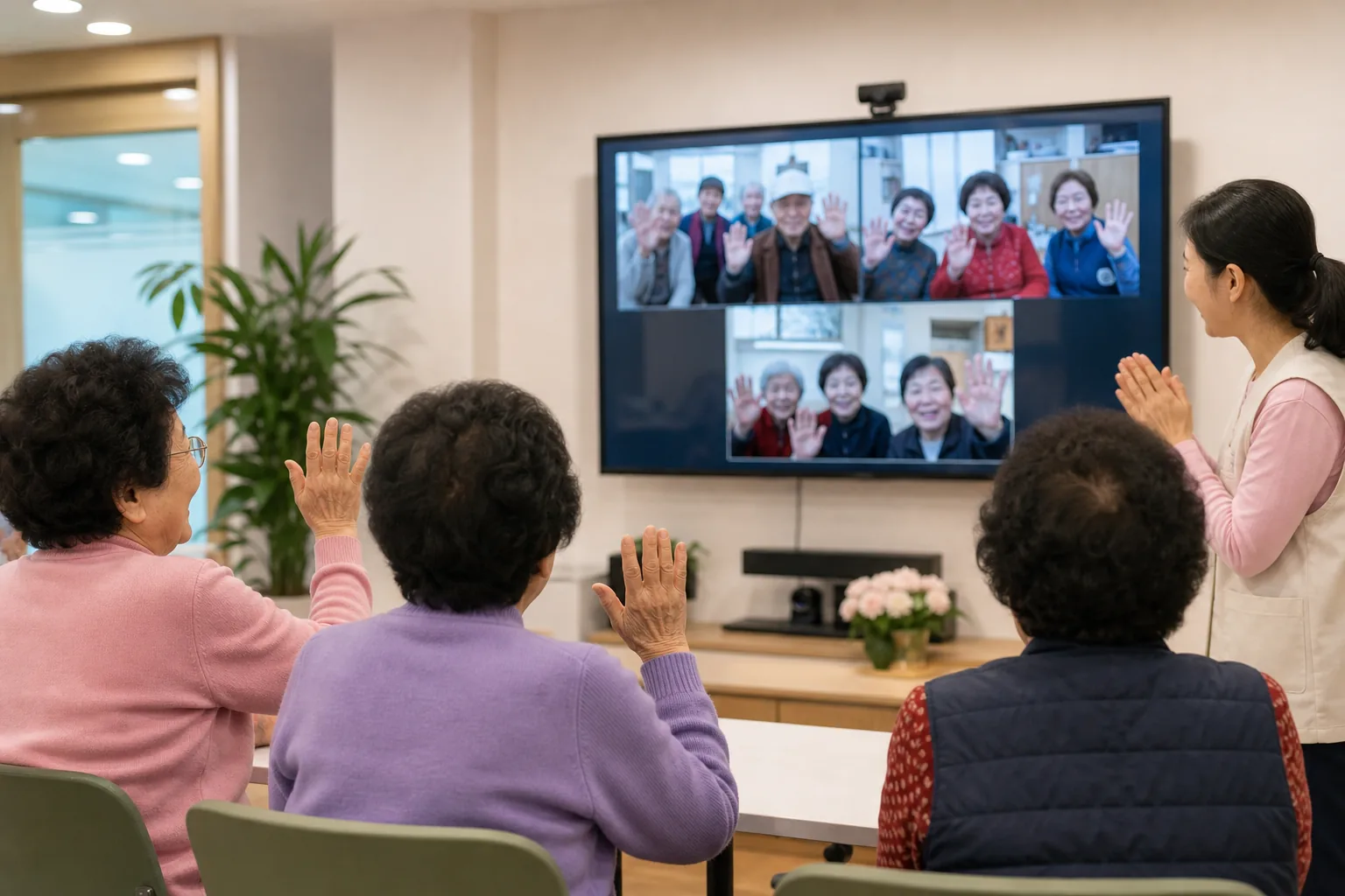 스마트 경로당과 지역 기관이 연결된 도시 돌봄 네트워크 이미지