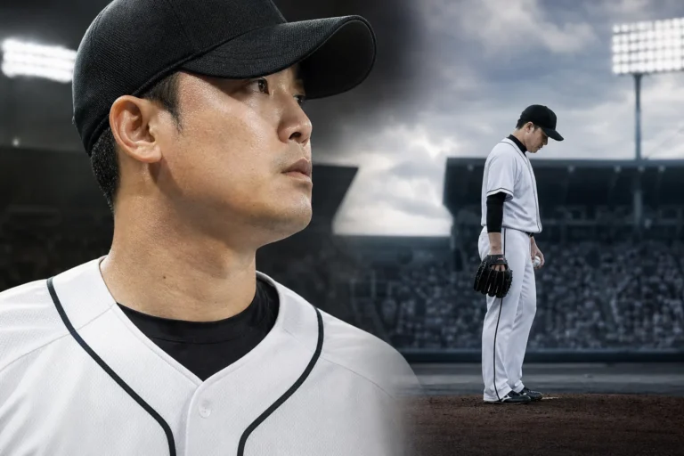 프로야구 마무리 투수가 홈 구장 마운드에 서 있는 이미지